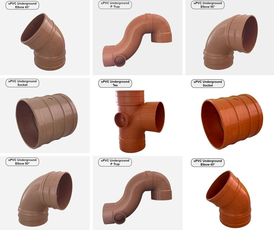 Brown underground drainage pipes fitting 