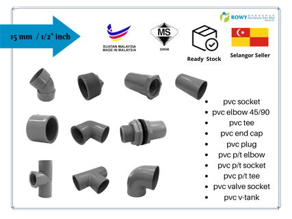 plastic water pipe fittings 15mm/pvc pipe 1/2 inch