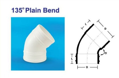 UPVC fitting elbow 135 plain bend